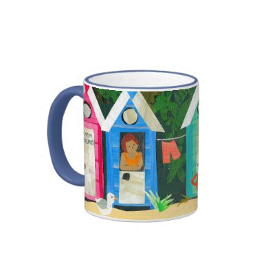 "Beach Huts" Ringer Mug by helikettle