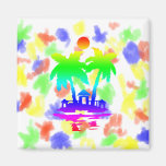 beach island houses rainbow invert.png fridge magnet
