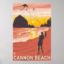 Beach & Kites - Cannon Beach, Oregon Posters
