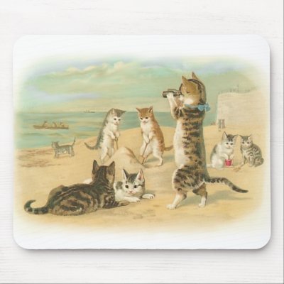 Beach Kittens Mouse Pads by Kat_Kapers