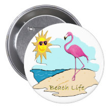 Beach Life Pinback Button