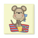 Beach Monkey With Bucket Tshirts and Gifts Fridge Magnets