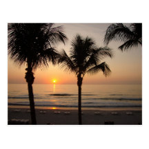 Beach Ocean Sunset Sun Photography Art Postcard
