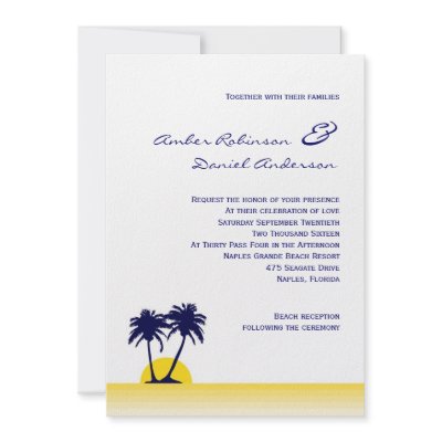 Beach Palm Tree Wedding Invitation by marlenedesigner