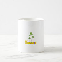 Beach palms sand castle shell coffee mugs
