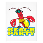 beach party cute lobster cartoon character personalized invitation