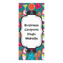 Beach Party Flip Flops Sunglasses Beach Ball Blue Customized Rack Card