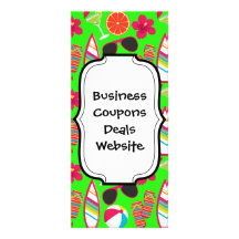Beach Party Flip Flops Sunglasses Beach Ball Green Rack Card Design