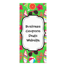 Beach Party Flip Flops Sunglasses Beach Ball Green Full Color Rack Card
