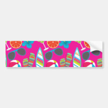 Beach Party Flip Flops Sunglasses Beach Ball Pink Bumper Stickers