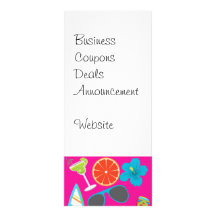 Beach Party Flip Flops Sunglasses Beach Ball Pink Custom Rack Cards
