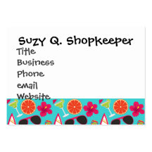 Beach Party Flip Flops Sunglasses Beach Ball Teal Business Card Templates