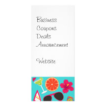 Beach Party Flip Flops Sunglasses Beach Ball Teal Rack Card