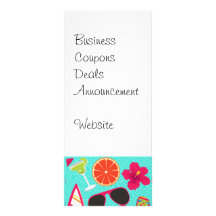Beach Party Flip Flops Sunglasses Beach Ball Teal Rack Card
