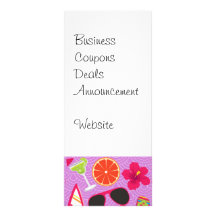 Beach Party Flip Flops Sunglasses Beachball Purple Custom Rack Card