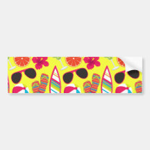 Beach Party Flip Flops Sunglasses BeachBall Yellow Bumper Sticker