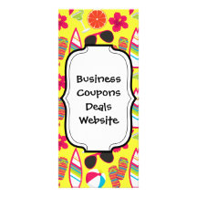 Beach Party Flip Flops Sunglasses BeachBall Yellow Rack Cards