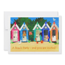 Beach Party Invitation - Beach Huts