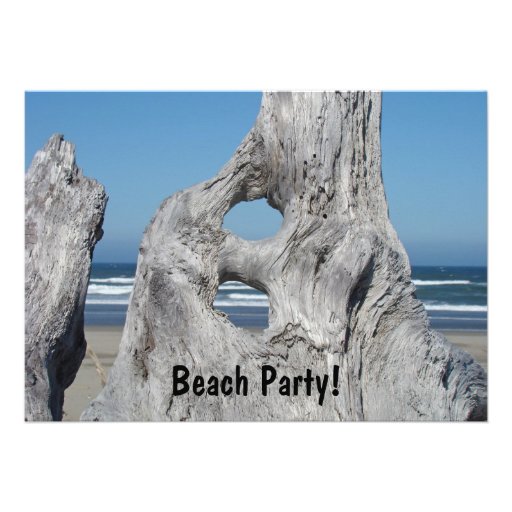 Beach Party! Invitations Driftwood Ocean Waves