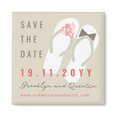 Beach Pink Flip Flops Custom Save The Date Magnet by fatfatin_box