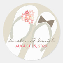 Beach Pink Flip Flops Wedding Favour Gift Sticker