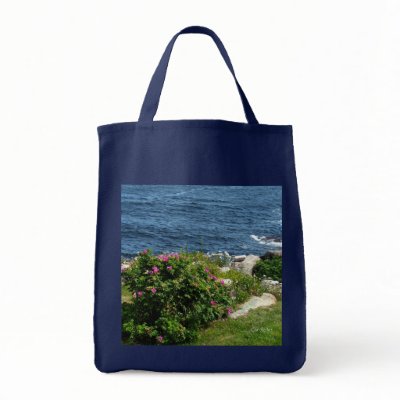Beach Plum Sea Roses Tote Bag by CaroleArt