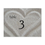 Beach Sand Heart Table Number Card Post Cards