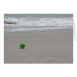 Beach, sand, waves, and green bucket card