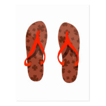 beach sandals brown red pattern.png post cards