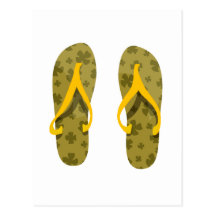 beach sandals olive yellow pattern.png postcard