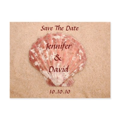 Beach Save the Date Sea Shell Postcard by AnderBerry