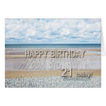 Beach scene 21st birthday card with 3D letters