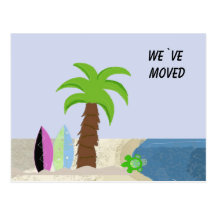 Beach Scene We`ve Moved Postcard