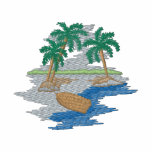 Beach Scene with Boat embroidered shirts
