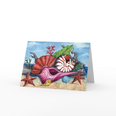 Beach Shells Painting Card by SherryHolderHunt