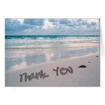 Beach Sunset Thank You Sand Writing Greeting Card