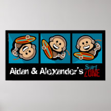 beach surf MONKEY boy's room sign/ birthday banner Print
