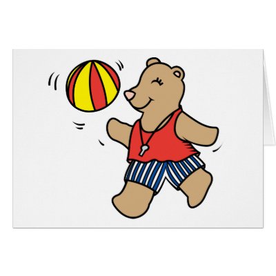 Beach Teddy Bear Greeting Cards by cuteforkids