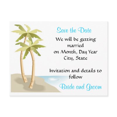 Beach/Tropical Wedding Save the Date Postcard by frugalbride
