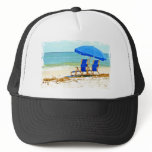 Beach, Umbrella and Chairs at the Shore Hats