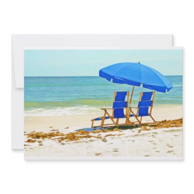 Beach, Umbrella and Chairs at the Shore by ElainePlesser