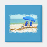 Beach, Umbrella and Chairs at the Shore Refrigerator Magnets