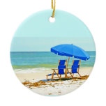 Beach, Umbrella and Chairs at the Shore