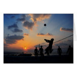 Beach Volleyball at Sunset Greeting Card