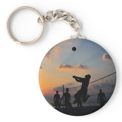Beach Volleyball at Sunset Key Chains by Alleycatshirts