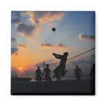 Beach Volleyball at Sunset Fridge Magnets