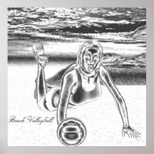 Beach Volleyball Chrome Poster