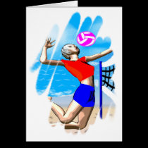 Beach Volleyball Girl Greeting Card cards