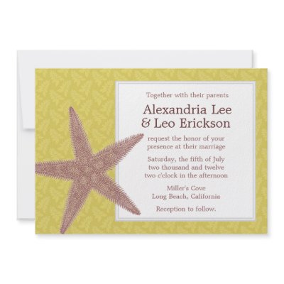 Beach Wedding Invitation - gold leaves by i_thee_wed