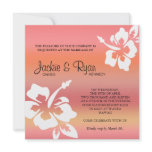 Beach Wedding Invitation Hibiscus Coral Orange